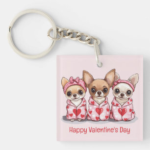 Gelukkige Valentijnsdag Chihuahua Honden Sleutelhanger