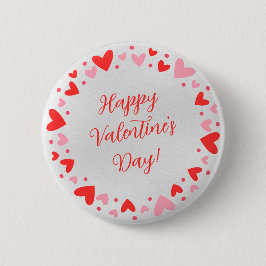 Gelukkige Valentijnsdag Cirkel van Hartjes Knop Ronde Button 5,7 Cm