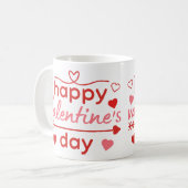 Gelukkige Valentijnsdag citaat met harten 1 Koffiemok (Voorkant links)