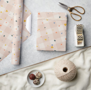 Gelukkige Valentijnsdag Confetti Harten Plaid Cadeaupapier