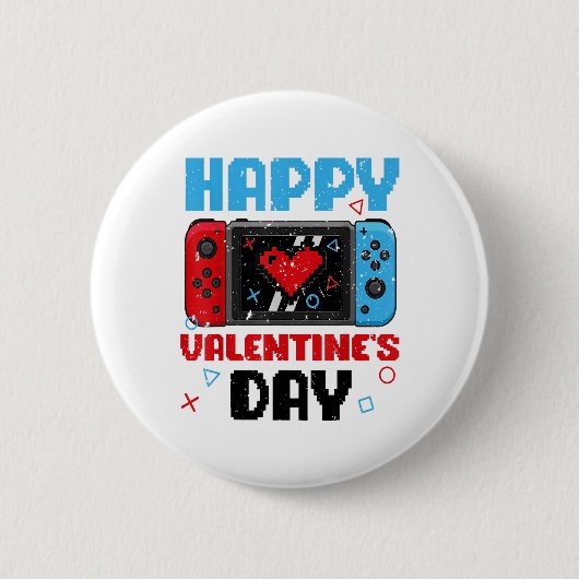 Gelukkige Valentijnsdag Controller Video Game Hart Ronde Button 5,7 Cm (Voorkant)