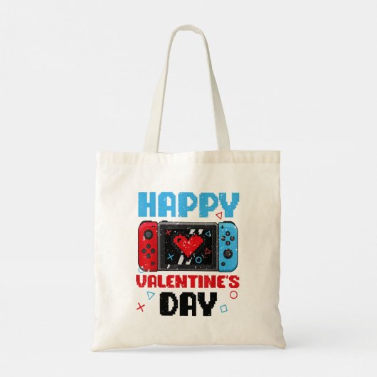 Gelukkige Valentijnsdag Controller Video Game Hart Tote Bag (Achterkant)