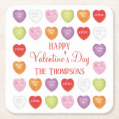 Gelukkige Valentijnsdag Conversation Hearts Kartonnen Onderzetters (Voorkant)