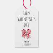 Gelukkige Valentijnsdag Coquette Bow Heart Pattern Cadeaulabel (Voorkant)