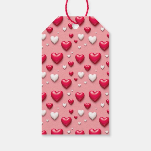 Gelukkige Valentijnsdag Coquette Bow Heart Pattern Cadeaulabel (Achterkant)