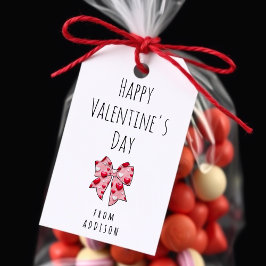 Gelukkige Valentijnsdag Coquette Bow Heart Pattern Cadeaulabel