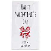 Gelukkige Valentijnsdag Coquette Bow Heart Pattern Klein Cadeauzakje (Voorkant)