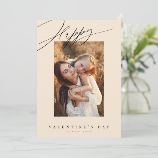 Gelukkige Valentijnsdag crème Valentijn kaart (Staand voorkant)