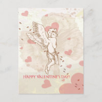 Gelukkige Valentijnsdag Cupido Bloemen Hart