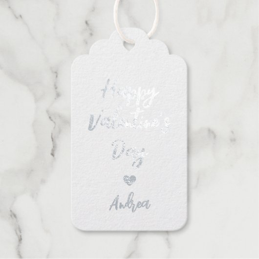 Gelukkige Valentijnsdag Cursieve Hand Lettering Cadeaulabels (Voorkant)
