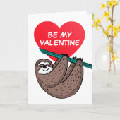 Gelukkige Valentijnsdag | Cute Sloth Kaart (Gele Bloem)