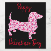 Gelukkige Valentijnsdag Dachshund Wijn Etiket (Enkel label)