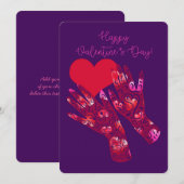 Gelukkige Valentijnsdag | de Handen van de Stijl Feestdagenkaart (Voorkant / Achterkant)