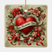 Gelukkige Valentijnsdag decoratieve illustratie Keramisch Ornament (Achterkant)