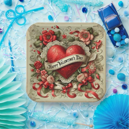 Gelukkige Valentijnsdag, decoratieve illustratie, Papieren Bordje (Feest)