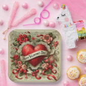 Gelukkige Valentijnsdag, decoratieve illustratie, Papieren Bordje (Feest)