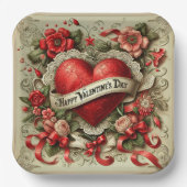 Gelukkige Valentijnsdag, decoratieve illustratie, Papieren Bordje (Voorkant)