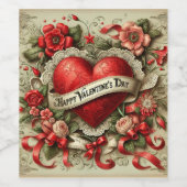 Gelukkige Valentijnsdag decoratieve illustratie Wijn Etiket (Enkel label)