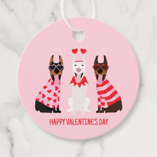 Gelukkige Valentijnsdag Dobermann Honden Bedankjes Labels (Voorkant)