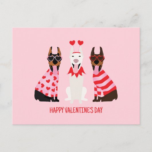 Gelukkige Valentijnsdag Dobermann Honden Briefkaart (Voorkant)