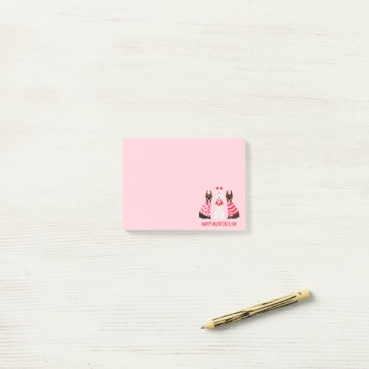 Gelukkige Valentijnsdag Dobermann Honden Post-it® Notes (Op bureau)