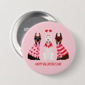 Gelukkige Valentijnsdag Dobermann Honden Ronde Button 7,6 Cm (Voorkant /achterkant)