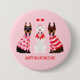 Gelukkige Valentijnsdag Dobermann Honden Ronde Button 7,6 Cm