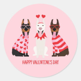 Gelukkige Valentijnsdag Dobermann Honden Ronde Sticker