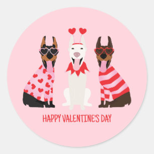 Gelukkige Valentijnsdag Dobermann Honden Ronde Sticker
