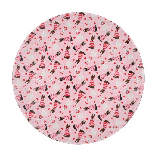 Gelukkige Valentijnsdag Dobermann Honden Snijplank (Voorkant)