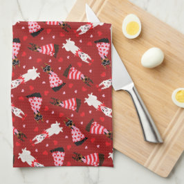 Gelukkige Valentijnsdag Dobermann Honden Theedoek