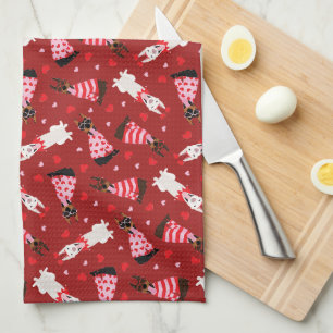 Gelukkige Valentijnsdag Dobermann Honden Theedoek