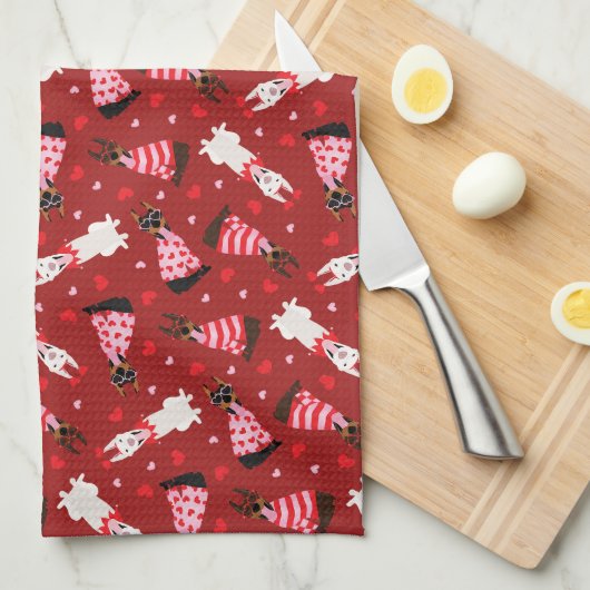 Gelukkige Valentijnsdag Dobermann Honden Theedoek (Quarter Fold)