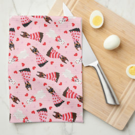 Gelukkige Valentijnsdag Dobermann Honden Theedoek