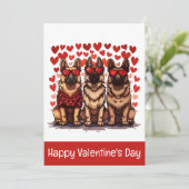 Gelukkige Valentijnsdag Duitse herdershonden Feestdagenkaart (Staand voorkant)