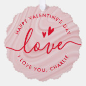 Gelukkige Valentijnsdag elegante blush roze en roo Ornament Kaart (Voorkant)