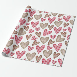 Gelukkige valentijnsdag elegante kleurrijke harten cadeaupapier