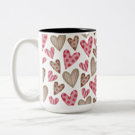 Gelukkige valentijnsdag elegante kleurrijke harten tweekleurige koffiemok