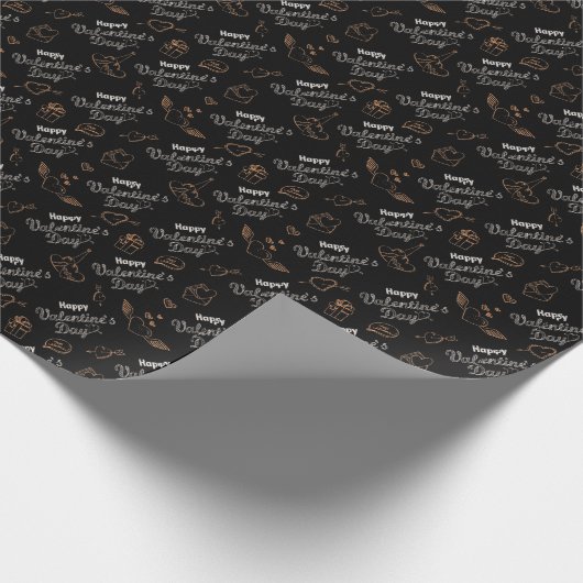 Gelukkige Valentijnsdag Elementen Naadloos Patroon Cadeaupapier (Hoek)