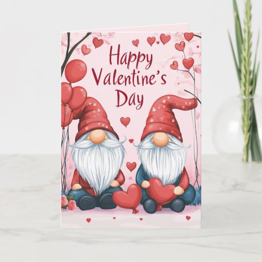Gelukkige Valentijnsdag Elf's met harten Kaart (Voorkant)
