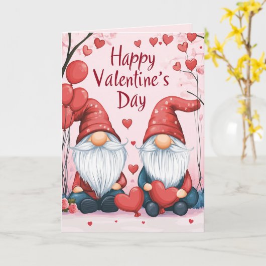 Gelukkige Valentijnsdag Elf's met harten Kaart (Gele Bloem)
