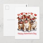 Gelukkige Valentijnsdag Engelse Bulldog Briefkaart (Voorkant / Achterkant)