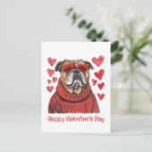 Gelukkige Valentijnsdag Engelse Bulldog Briefkaart (Staand voorkant)