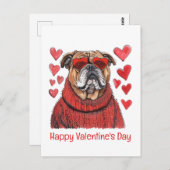 Gelukkige Valentijnsdag Engelse Bulldog Briefkaart (Voorkant / Achterkant)