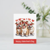 Gelukkige Valentijnsdag Engelse Bulldog Briefkaart (Staand voorkant)