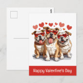 Gelukkige Valentijnsdag Engelse Bulldog Briefkaart (Voorkant / Achterkant)