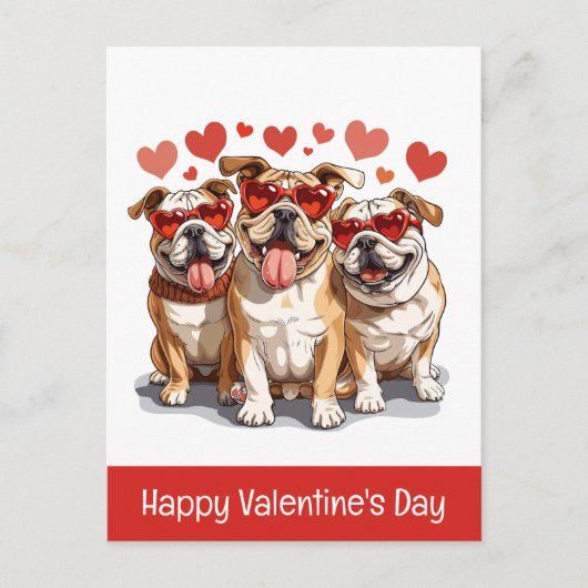 Gelukkige Valentijnsdag Engelse Bulldog Briefkaart (Voorkant)