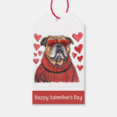 Gelukkige Valentijnsdag Engelse Bulldog Cadeaulabel (Voorkant)