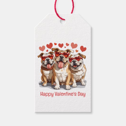 Gelukkige Valentijnsdag Engelse Bulldog Cadeaulabel (Voorkant)