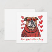 Gelukkige Valentijnsdag Engelse Bulldog Feestdagenkaart (Voorkant / Achterkant)